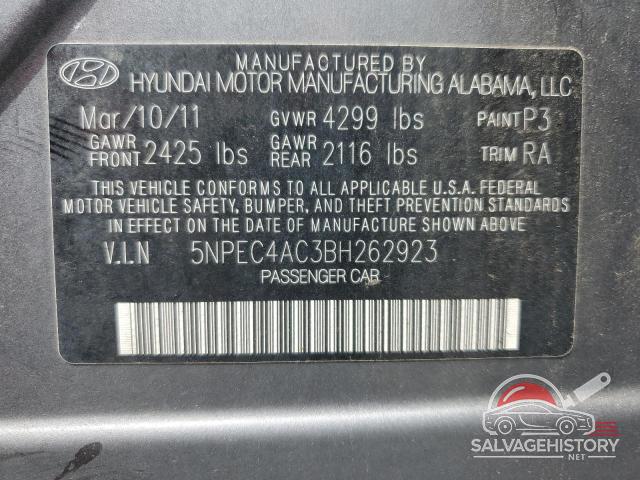 5NPEC4AC3BH262923 2011 HYUNDAI SONATA photo no. 12