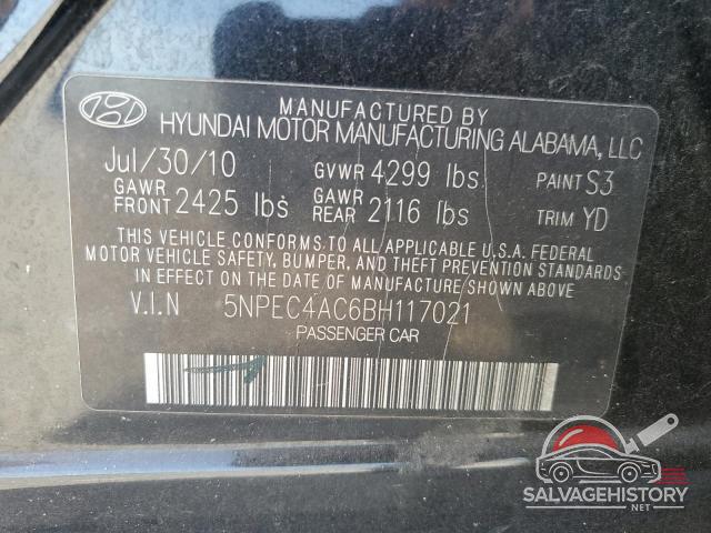 5NPEC4AC6BH117021 2011 HYUNDAI SONATA photo no. 13