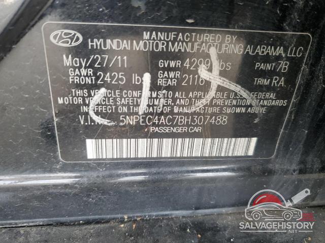 5NPEC4AC7BH307488 2011 HYUNDAI SONATA photo no. 12