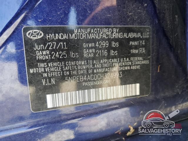 5NPEB4AC0CH324993 2012 HYUNDAI SONATA photo no. 12