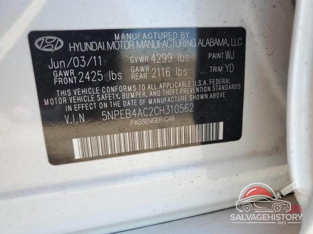 5NPEB4AC2CH310562 2012 HYUNDAI SONATA photo no. 13