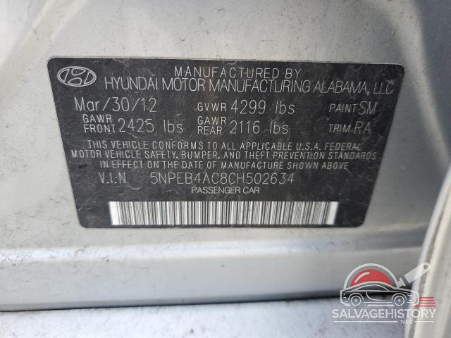 5NPEB4AC8CH502634 2012 HYUNDAI SONATA photo no. 13