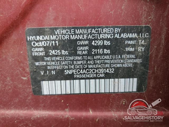 5NPEC4AC2CH391432 2012 HYUNDAI SONATA photo no. 13