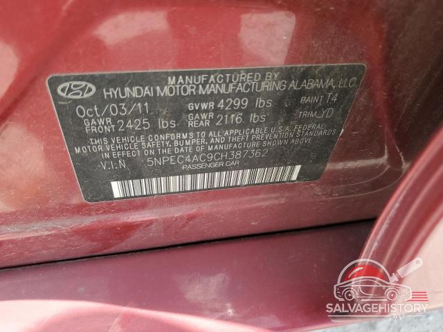 5NPEC4AC9CH387362 2012 HYUNDAI SONATA photo no. 12