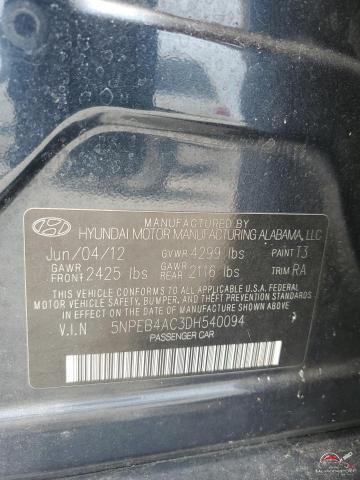 5NPEB4AC3DH540094 2013 HYUNDAI SONATA photo no. 12