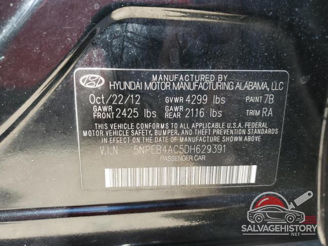 5NPEB4AC5DH629391 2013 HYUNDAI SONATA photo no. 12