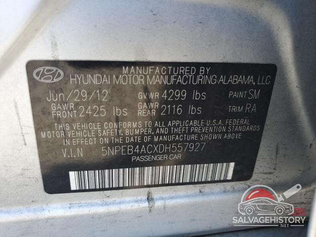 5NPEB4ACXDH557927 2013 HYUNDAI SONATA photo no. 12