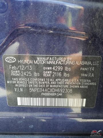 5NPEB4ACXDH692308 2013 HYUNDAI SONATA photo no. 12