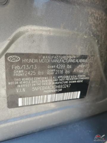 5NPEB4ACXDH693247 2013 HYUNDAI SONATA photo no. 12