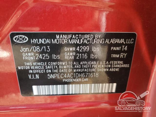 5NPEC4AC1DH671618 2013 HYUNDAI SONATA photo no. 12
