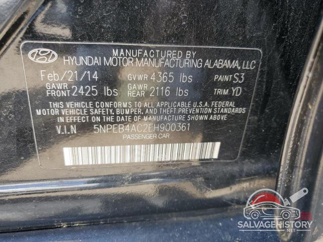 5NPEB4AC2EH900361 2014 HYUNDAI SONATA photo no. 12