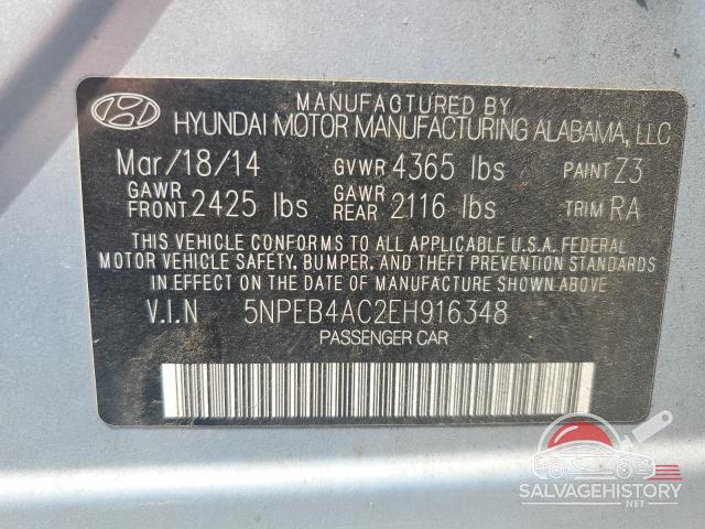 5NPEB4AC2EH916348 2014 HYUNDAI SONATA photo no. 12