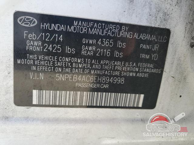 5NPEB4AC6EH894998 2014 HYUNDAI SONATA photo no. 12