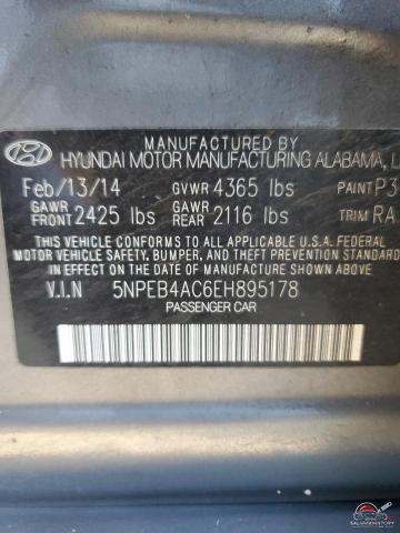 5NPEB4AC6EH895178 2014 HYUNDAI SONATA photo no. 12