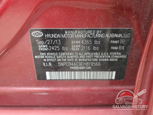 5NPEB4AC9EH819566 2014 HYUNDAI SONATA photo no. 12