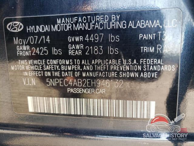5NPEC4AB2EH946132 2014 HYUNDAI SONATA photo no. 12