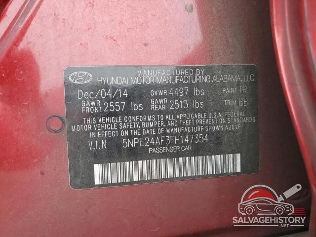 5NPE24AF3FH147354 2015 HYUNDAI SONATA photo no. 12