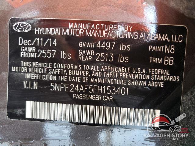 5NPE24AF5FH153401 2015 HYUNDAI SONATA photo no. 13