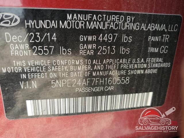 5NPE24AF7FH160558 2015 HYUNDAI SONATA photo no. 12