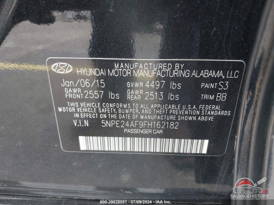 5NPE24AF9FH162182 2015 HYUNDAI SONATA photo no. 9