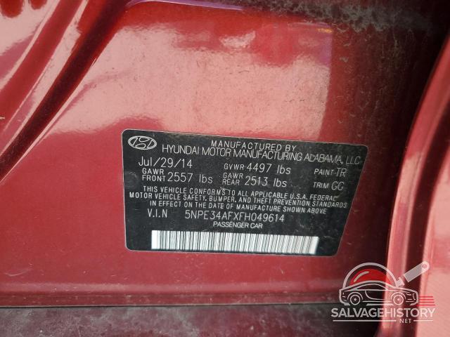 5NPE34AFXFH049614 2015 HYUNDAI SONATA photo no. 12