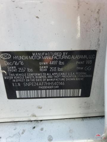 5NPE24AF7HH540146 2017 HYUNDAI SONATA photo no. 12
