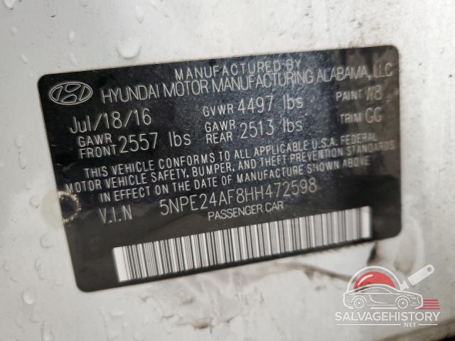 5NPE24AF8HH472598 2017 HYUNDAI SONATA photo no. 12