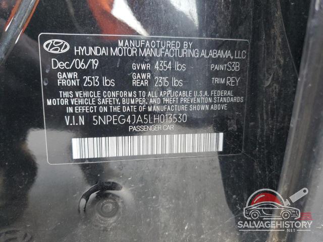 5NPEG4JA5LH013530 2020 HYUNDAI SONATA photo no. 12