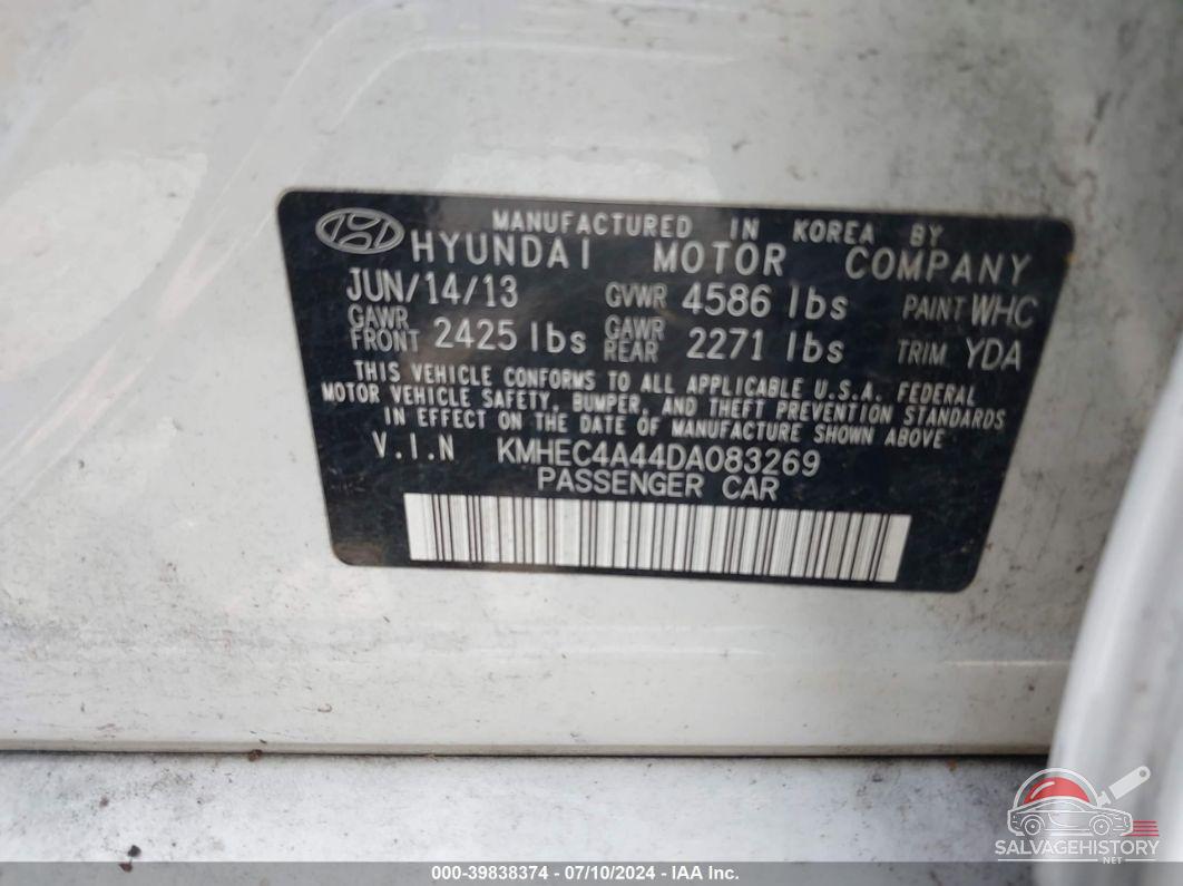 KMHEC4A44DA083269 2013 HYUNDAI SONATA HYBRID photo no. 9