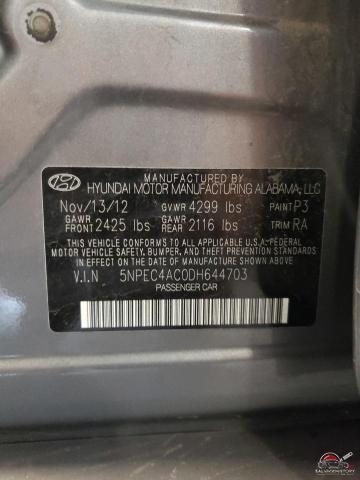 5NPEC4AC0DH644703 2013 HYUNDAI SONATA SE photo no. 12