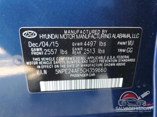 5NPE24AF5GH359660 2016 HYUNDAI SONATA SE photo no. 11