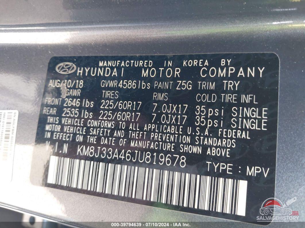 KM8J33A46JU819678 2018 HYUNDAI TUCSON photo no. 9