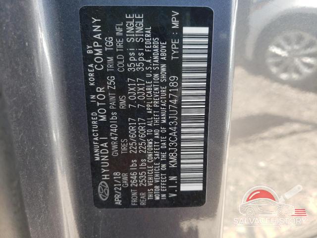 KM8J3CA43JU747189 2018 HYUNDAI TUCSON photo no. 13