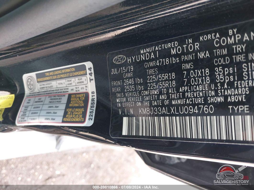 KM8J33ALXLU094760 2020 HYUNDAI TUCSON photo no. 9