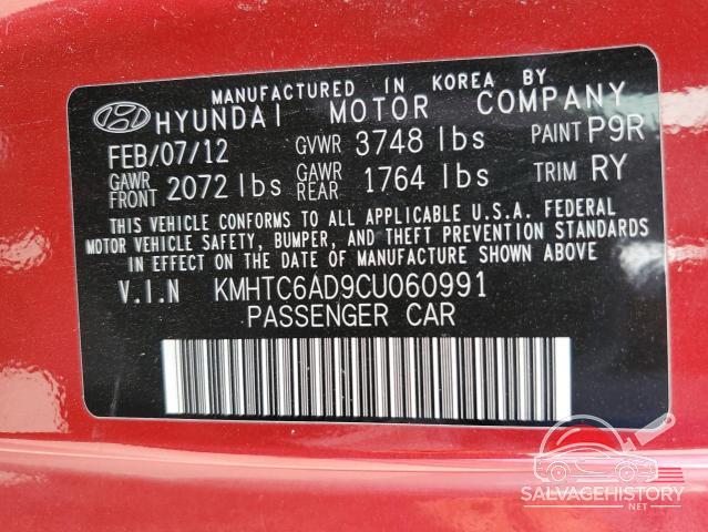 KMHTC6AD9CU060991 2012 HYUNDAI VELOSTER photo no. 12