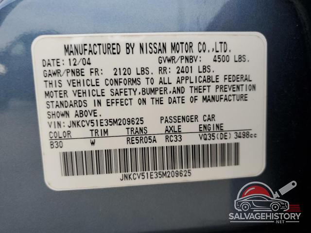 JNKCV51E35M209625 2005 INFINITI G35 photo no. 12