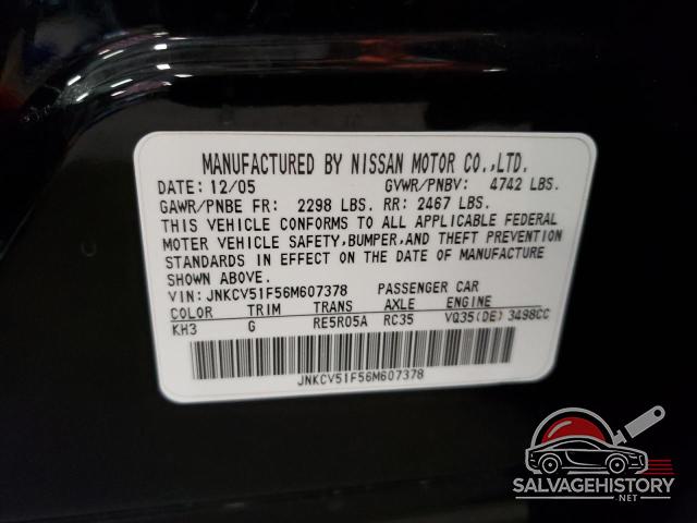 JNKCV51F56M607378 2006 INFINITI G35 photo no. 12