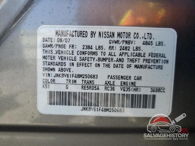 JNKBV61F48M250683 2008 INFINITI G35 photo no. 12