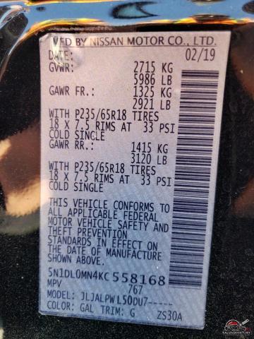 5N1DL0MN4KC558168 2019 INFINITI QX60 photo no. 13