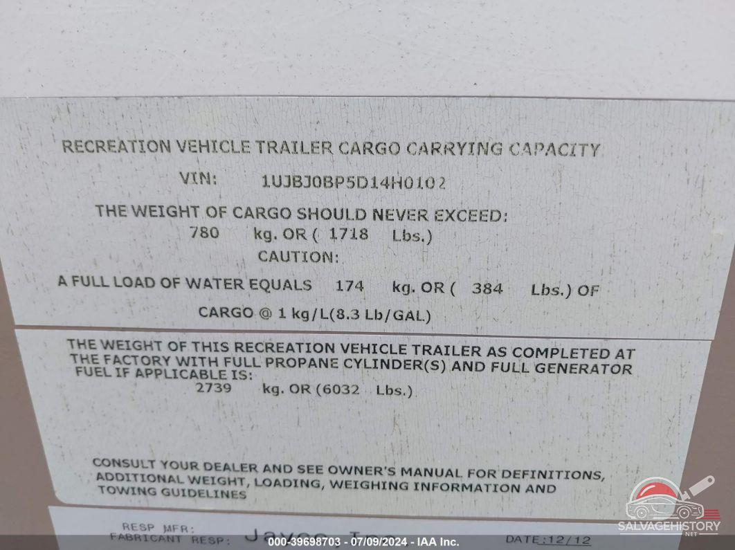 1UJBJ0BP5D14H0102 2013 JAYCO OTHER photo no. 9