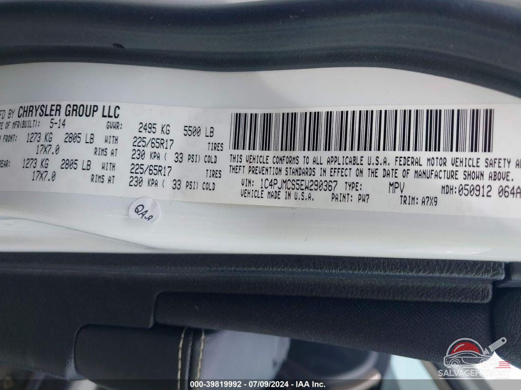 1C4PJMCS5EW290367 2014 JEEP CHEROKEE photo no. 9