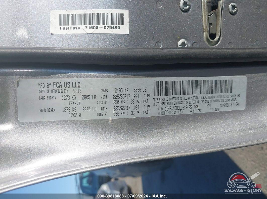 1C4PJMCB3LD533425 2020 JEEP CHEROKEE photo no. 9