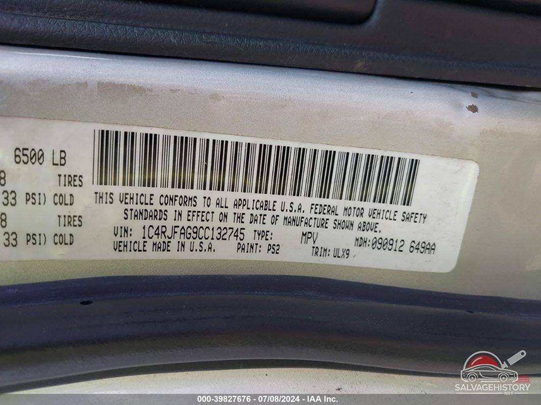 1C4RJFAG9CC132745 2012 JEEP GRAND CHEROKEE photo no. 9