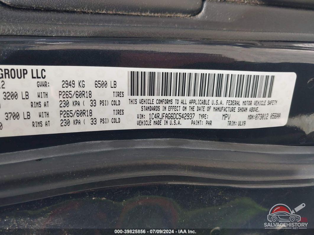 1C4RJFAG6DC542937 2013 JEEP GRAND CHEROKEE photo no. 9