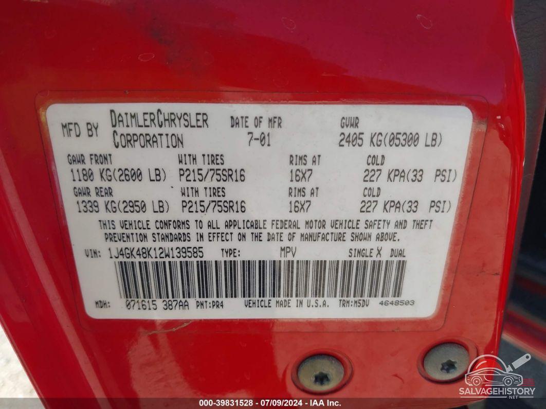 1J4GK48K12W139585 2002 JEEP LIBERTY photo no. 9