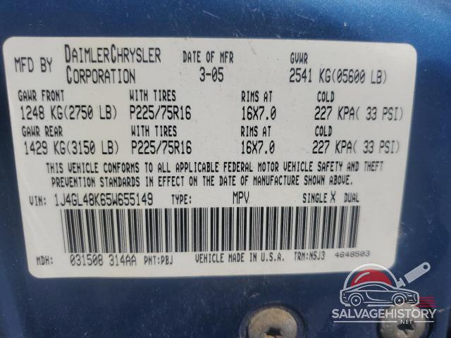 1J4GL48K65W655149 2005 JEEP LIBERTY photo no. 13
