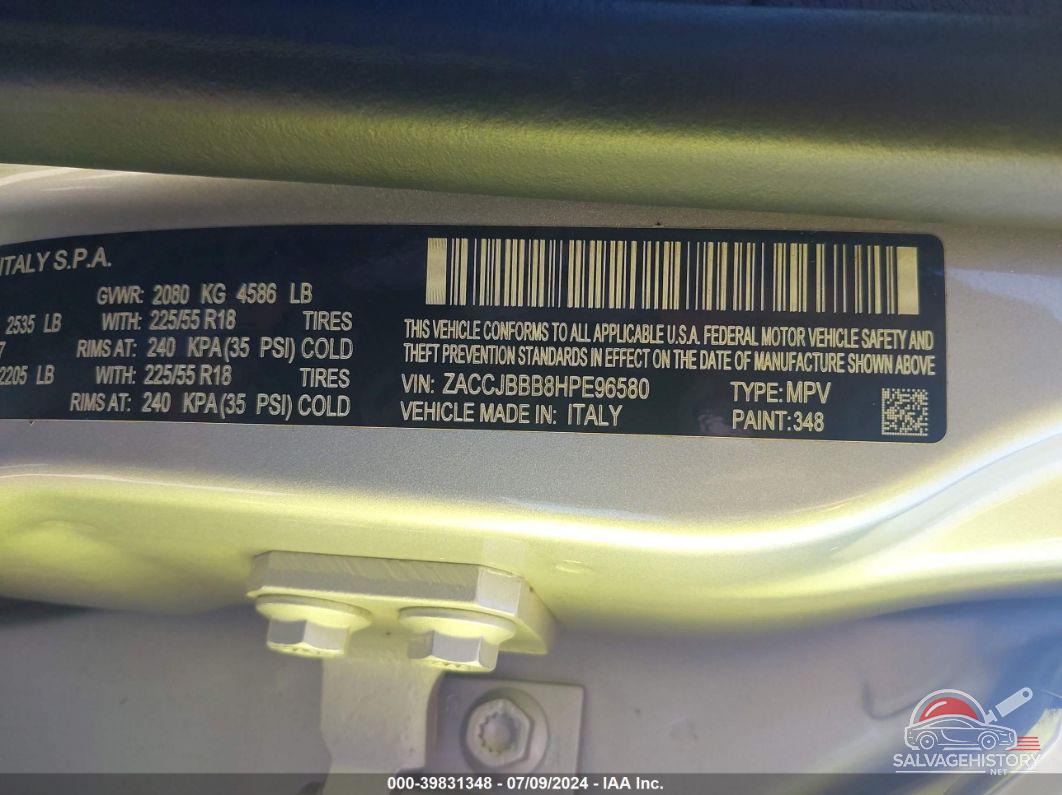ZACCJBBB8HPE96580 2017 JEEP RENEGADE photo no. 9