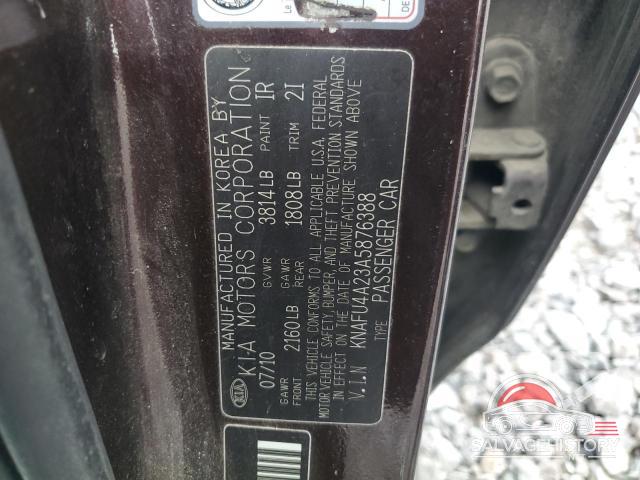 KNAFU4A23A5876388 2010 KIA FORTE photo no. 12