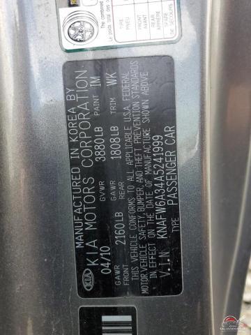 KNAFW6A34A5241999 2010 KIA FORTE photo no. 12