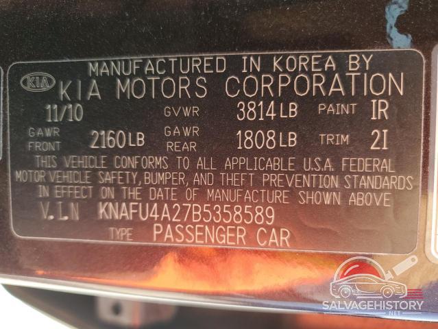 KNAFU4A27B5358589 2011 KIA FORTE photo no. 12